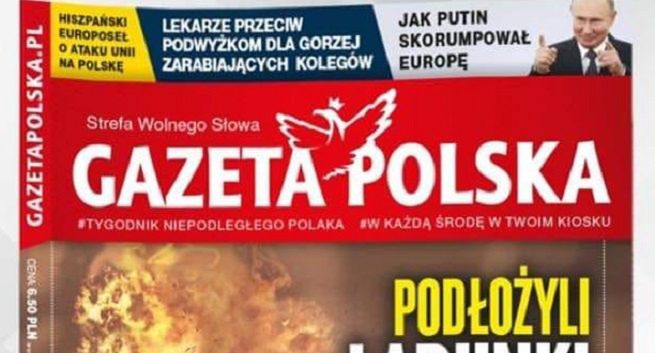 "Gazeta Polska" z płonącym tupolewem na okładce