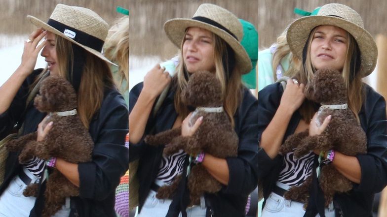 Julia Wieniawa i Nikodem Rozbicki dokazują na plaży w Gdyni w towarzystwie Jessiki Mercedes i Kuby Karasia