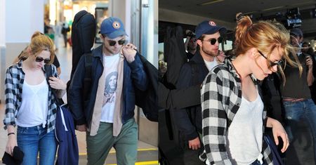 Pattinson i Stewart na lotnisku (ZDJĘCIA)