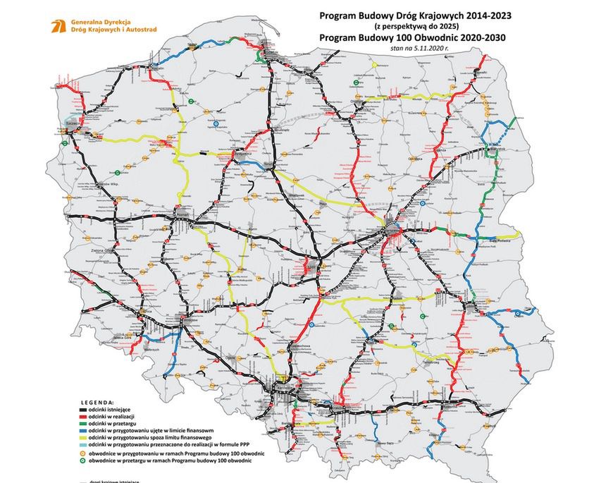 Mapa budowy dróg krajowych