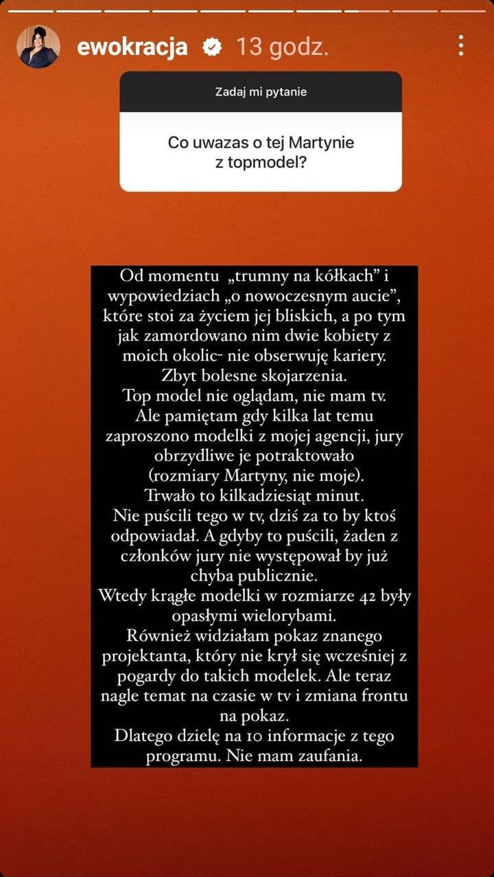 Ewa Zakrzewska uderza w Martynę z "Top Model"