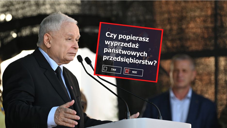 Jarosław Kaczyński ogłosił pytanie o "wyprzedaż państwowych przedsiębiorstw", które całkowicie zmieniło swoją treść