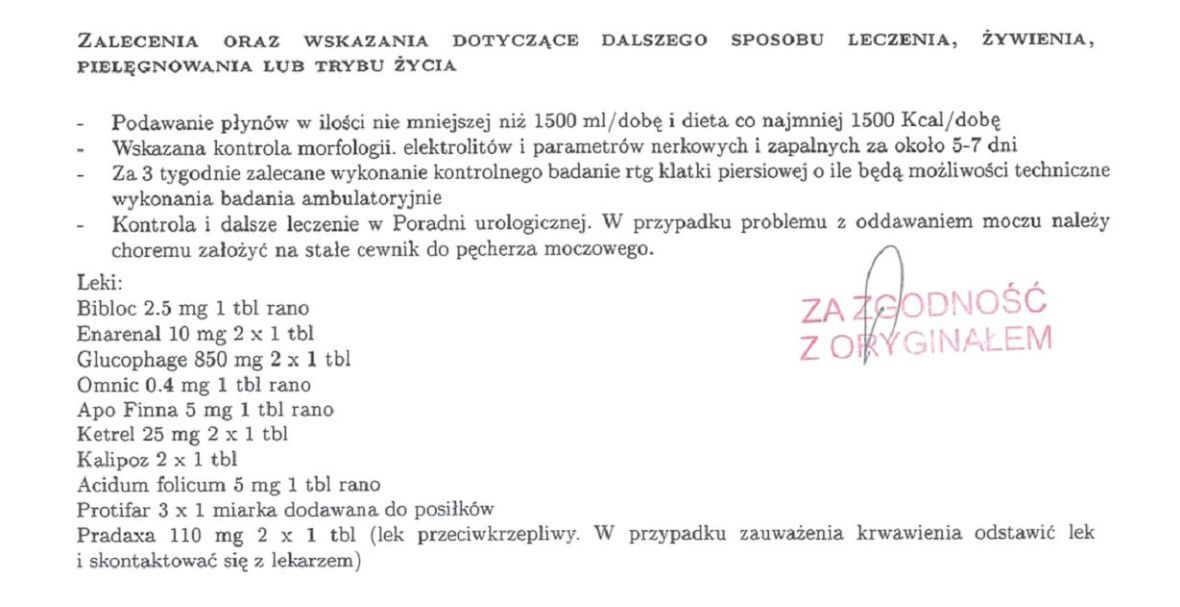 W zaleceniach nie znajduje się informacja o postępowaniu z odleżynami