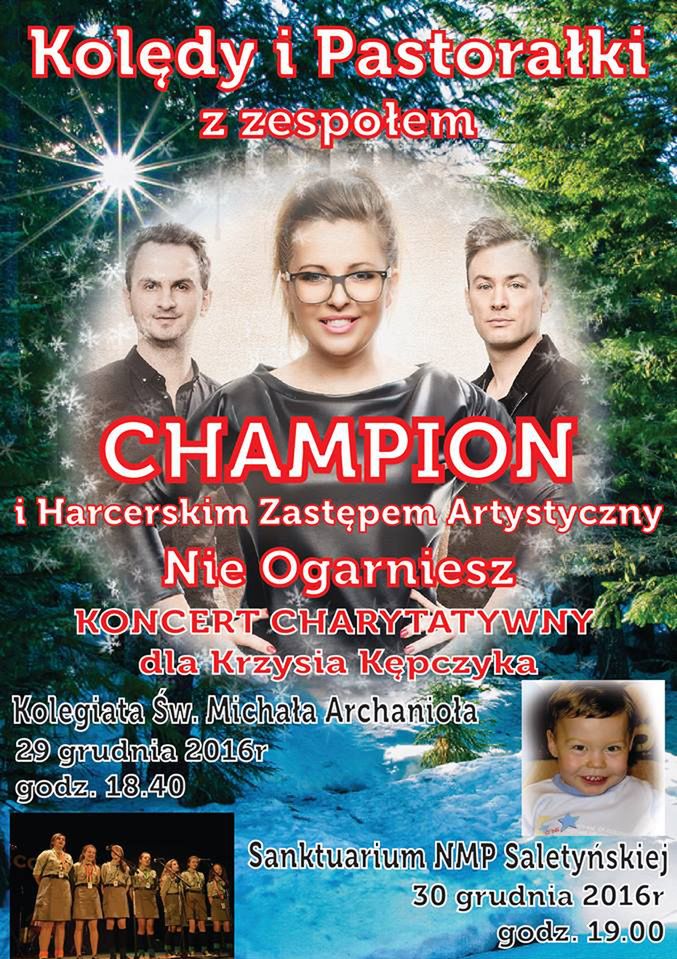 Koncert charytatywny dla Krzysia Kępczyka – Kolendy i Pastorałki z zespołem Champion