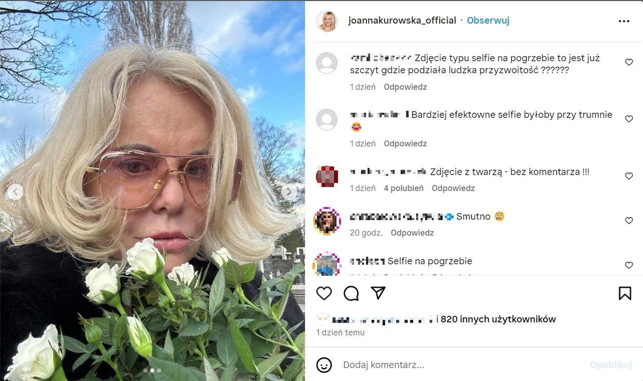 Joanna Kurowska zrobiła sobie SELFIE na pogrzebie. Przegięła? 