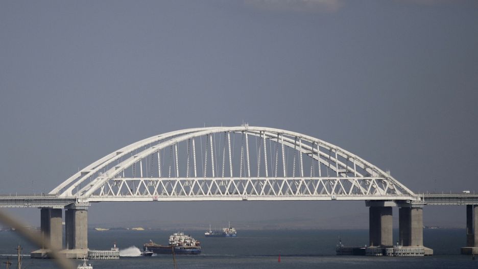 Temporary
CRIMEA - JULY 25: Cargo ships and car ferries cross the Kerch Strait as the Crimea bridge is seen behind as Russia-Ukraine war continues in Crimea on July 25, 2023. Car ferries departing from Kavkaz Port of Krasnodar to the Kerch Strait, where the Crimean bridge, where the attacks were carried out recently, attract great attention. Stringer / Anadolu Agency/ABACAPRESS.COM
AA/ABACA