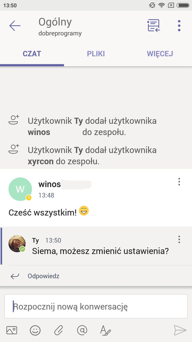 czat w Microsoft Teams