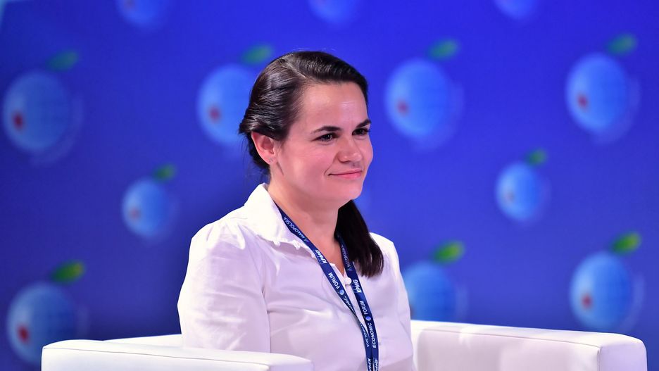 Swiatłana Cichanouska podczas drugiego dnia Forum Ekonomicznego 2020 w Karpaczu