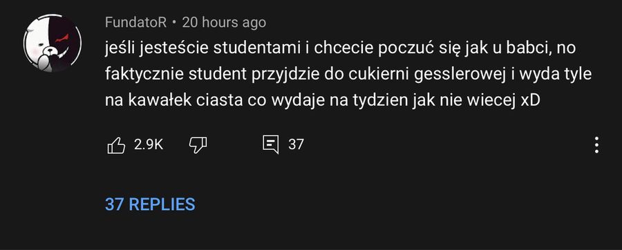 Komentarze pod omawianym filmem Wersow