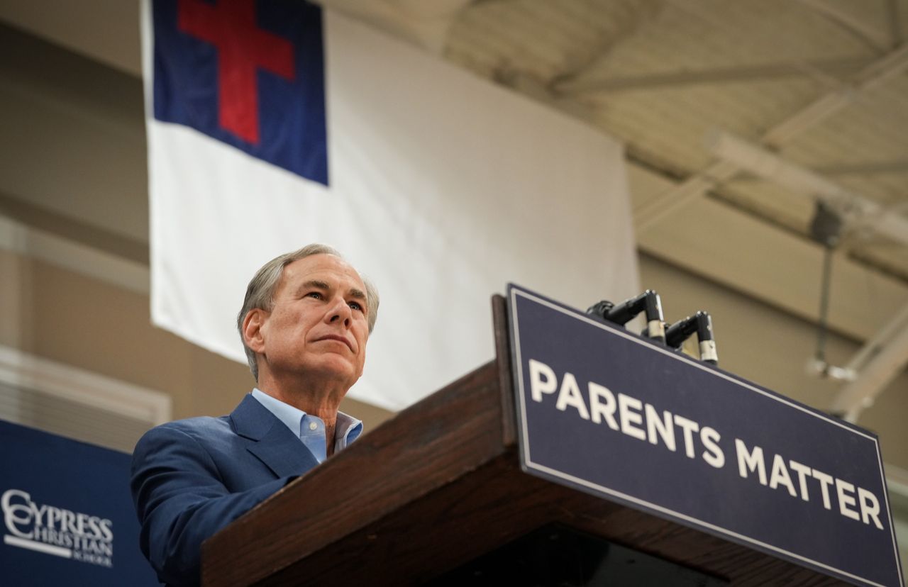 HOUSTON, TEXAS - MARCH 21: Gov. Greg Abbott.