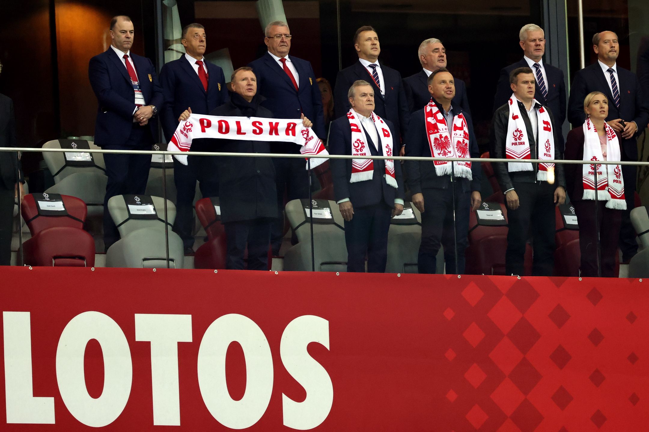 Andrzej Duda na meczu Polska-Albania