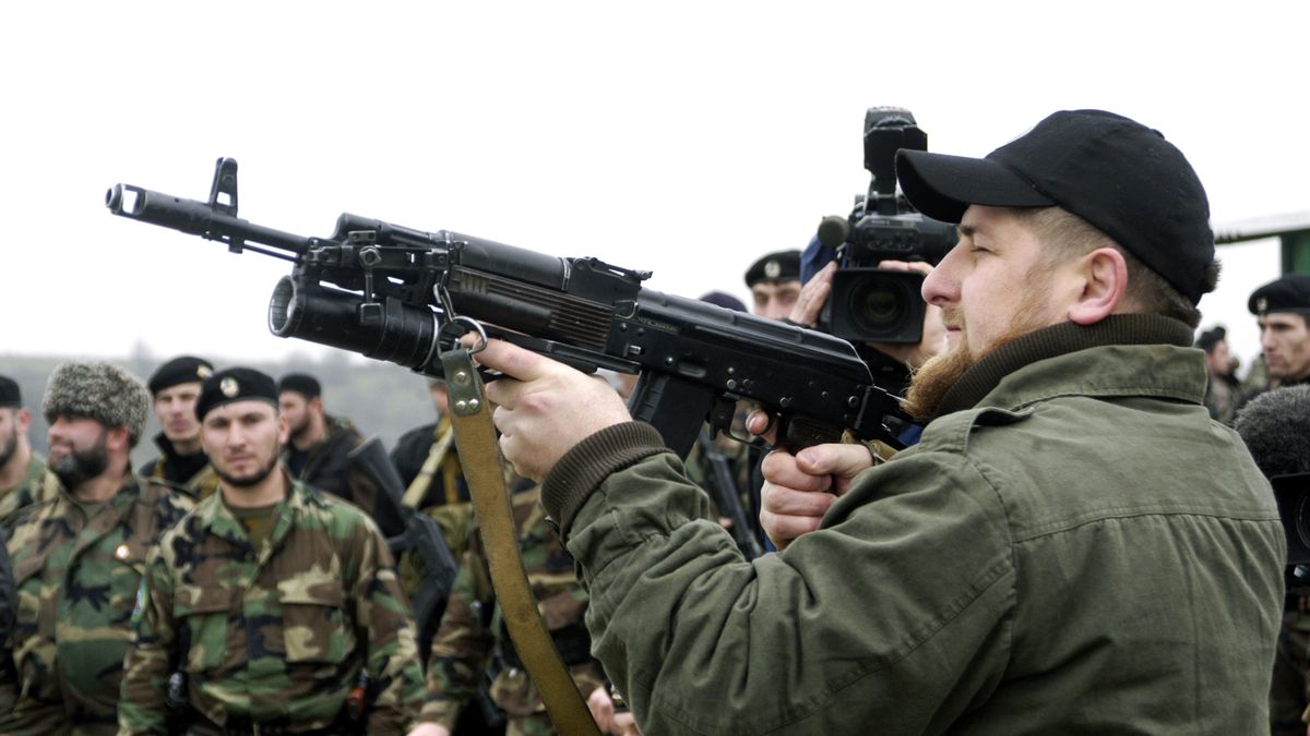 Ramzan Kadyrov
TSENTEROI, CHECHNYA, RUSSIA - NOVEMBER 2005:  Ramzan Kadyrov proudly displays his shooting skills at a firing range in his village of Tsentoroi in front of members of his private army. Officially his army are known as the anti-terrorism squad, but everyone refers to its soldiers as Kadyrovtsy - "Kadyrov's guys". Ramzan was born 5 October 1976 in Tsenteroi, Chechnya, and was made Prime Minister of Chechnya in the beginning of March 2006 and leader of a powerful Chechen militia known as kadyrovtsy. He is the son of former Chechen President Akhmad Kadyrov, who was assassinated in May 2004. He has the backing of Russian President Vladimir Putin, and was awarded the Hero of Russia medal, the highest honorary title of the Russian Federation. As the head of the Chechen Presidential Security Service, Kadyrov has often been accused of being brutal, ruthless and antidemocratic; according to media and human rights groups, he was personally implicated in several instances of torture and murder. It is also rumoured that he owns a private prison in his stronghold village of Tsenteroi, where he uses inmates as a punching bags. Kadyrov is known for keeping a pet lion cub, given to him as a gift after the birth of his first son, as well as a tiger and a number of a fighting dogs, and also used to own a wolf and a bear. He has only a few classes of elementary education finished; despite his lack of education, Kadyrov is a honorary member of the Russian Academy of Sciences.  (Photo by Kadyrov Press Office/Getty Images)
Getty Images
Chechen, Islam, Muslim, Putin, Russian, leader, loyal, rebel, separatist, soviet, strongman, terror, terrorism, terrorist
