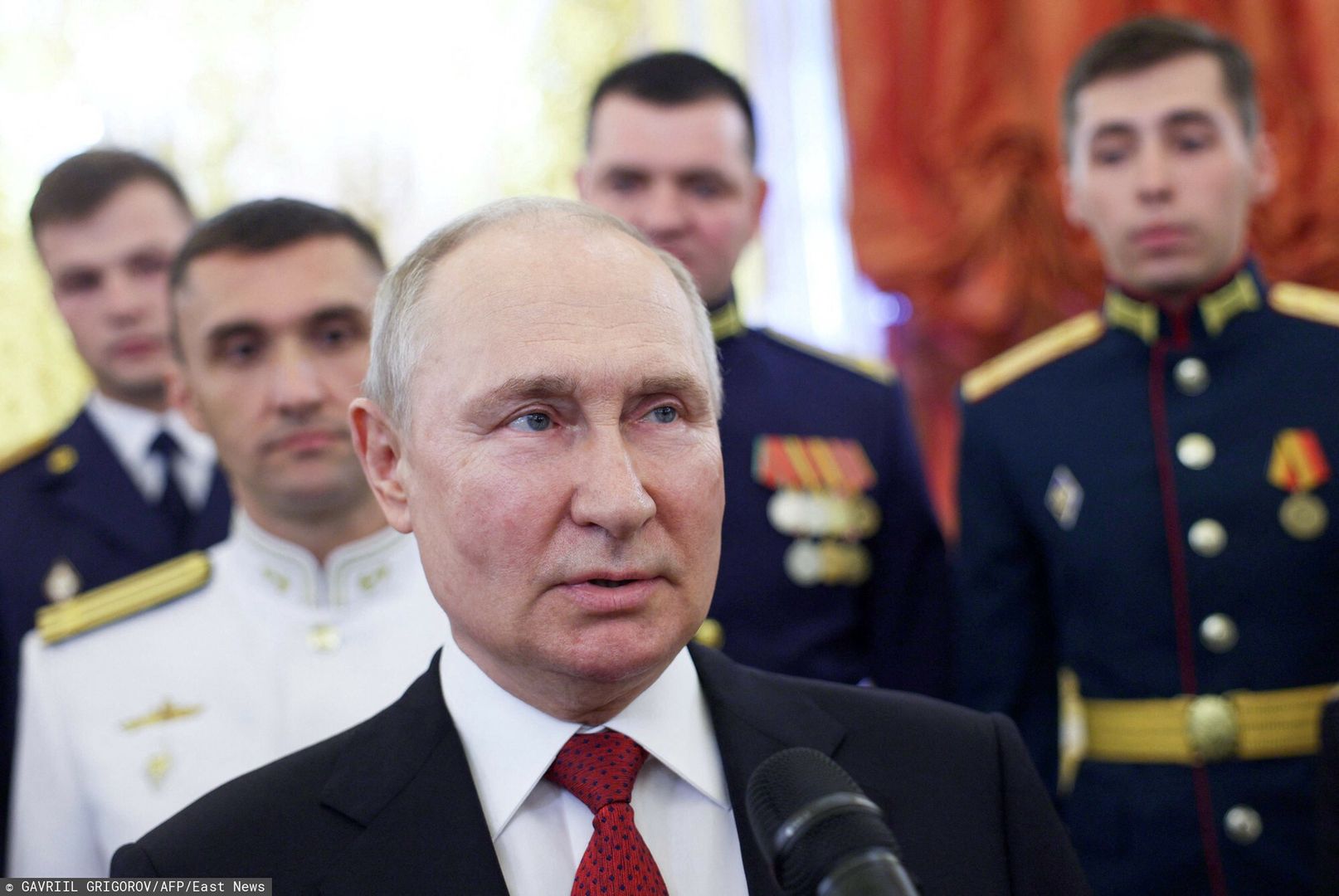 Temporary
Russian President Vladimir Putin speaks during a meeting with the graduates of the Russian Higher military schools at the Kremlin in Moscow on June 21, 2023. (Photo by Gavriil GRIGOROV / POOL / AFP)
GAVRIIL GRIGOROV