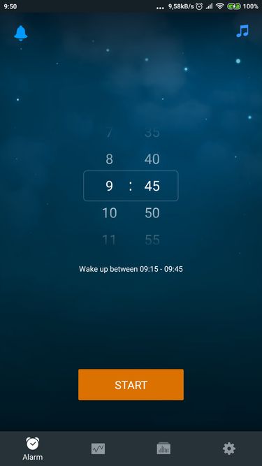 widok ustawiania budzika