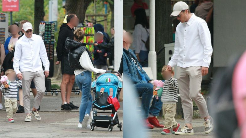 Piotr Zieliński spaceruje po Sopocie z żoną i synkiem