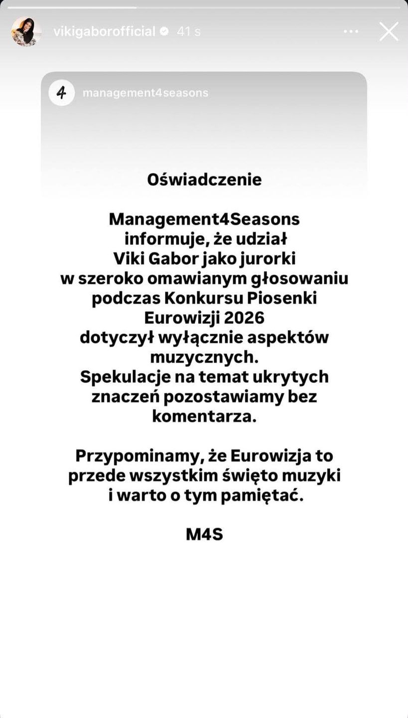Management Viki Gabor wydał oświadczenie
