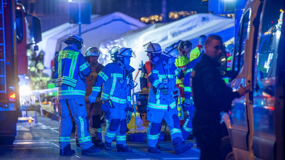 MAGDEBURG, GERMANY - DECEMBER 20: Police vans and ambulances stand next to the annual Christmas market in the city center following a possible terror incident on December 20, 2024 in Magdeburg, Germany. According to initial reports at least one person is dead and dozens injured after a car drove into the crowded Christmas market. Police reportedly arrested the driver. (Photo by Craig Stennett/Getty Images)