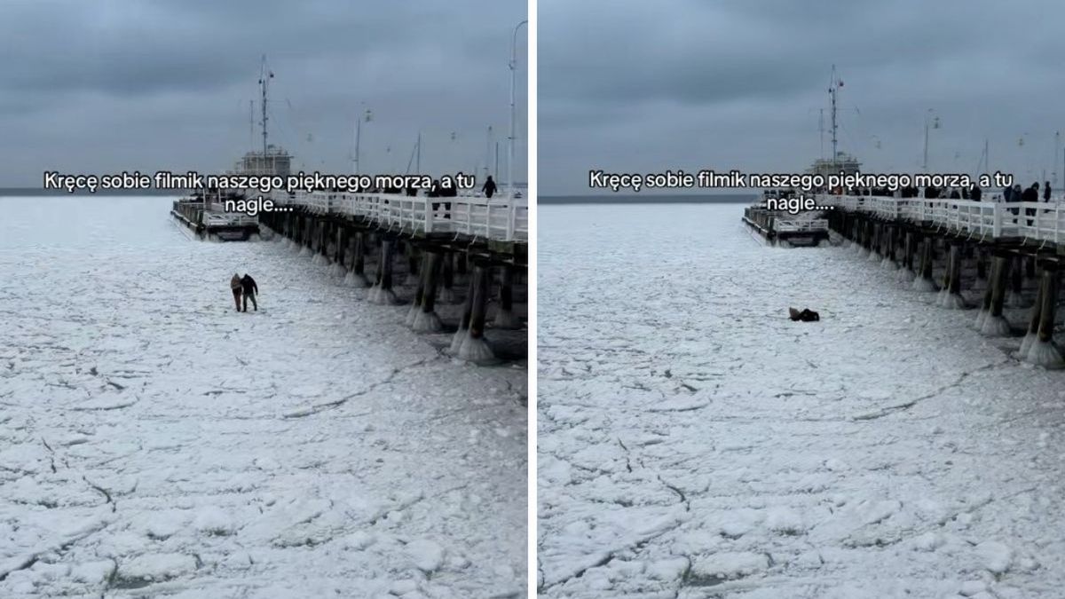 Niebezpieczny spacer po zamarzniętym Bałtyku