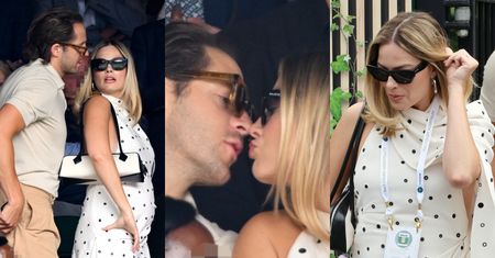Margot Robbie "przyłapana" z mężem na Wimbledonie. Tak Tom dbał o ciążowy brzuch aktorki (ZDJĘCIA)