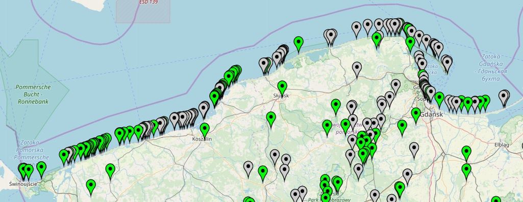 Mapa otwartych kąpielisk nad morzem