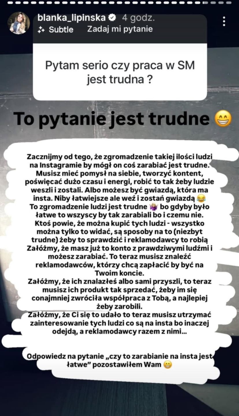 Blanka Lipińska rozprawia o kulisach pracy influencera