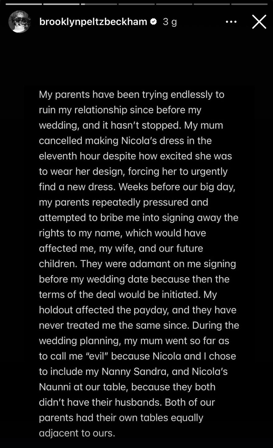 Oświadczenie Brooklyna Beckhama