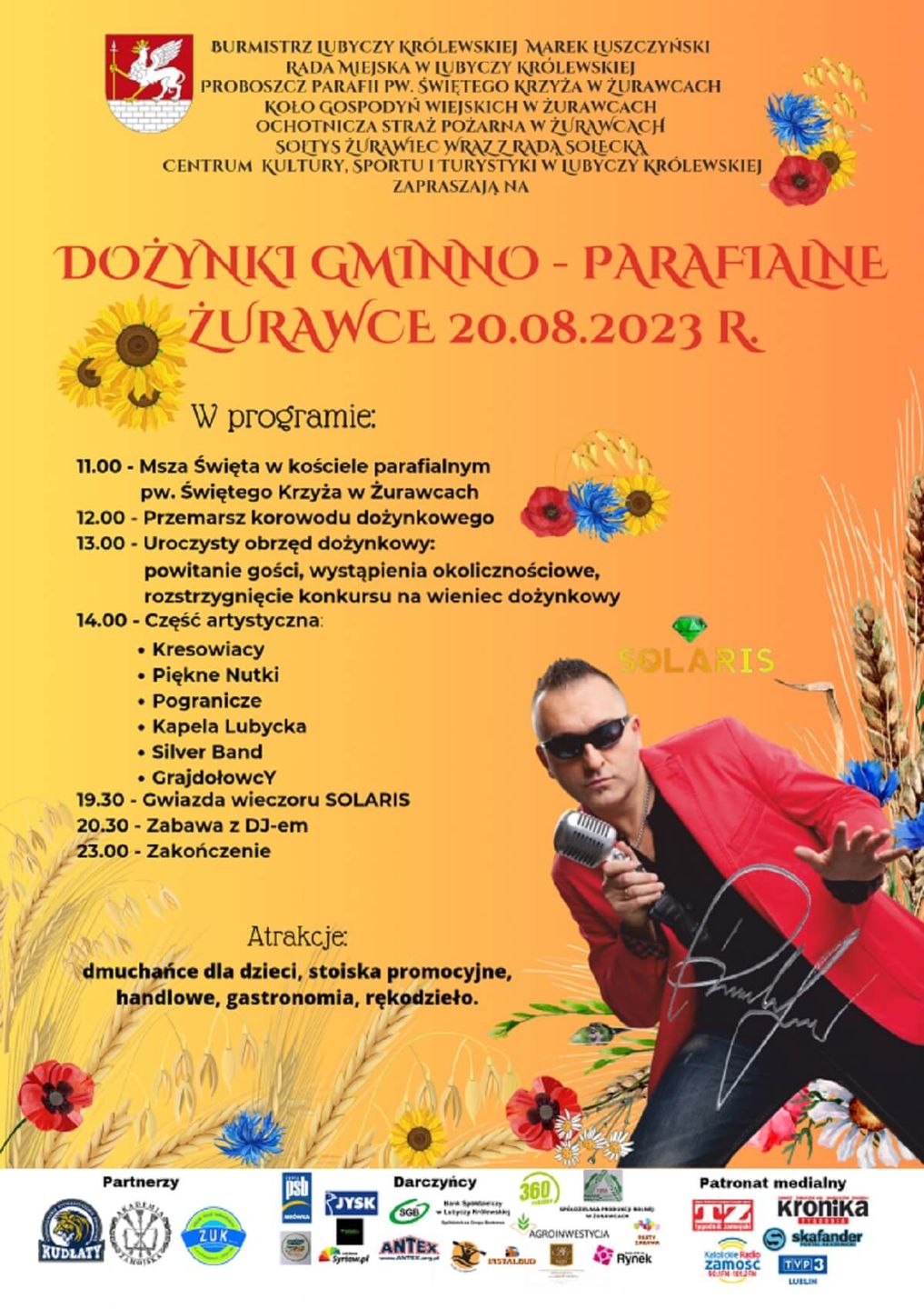 Dożynki w Żurawcach 2023 - plakat, program wydarzenia