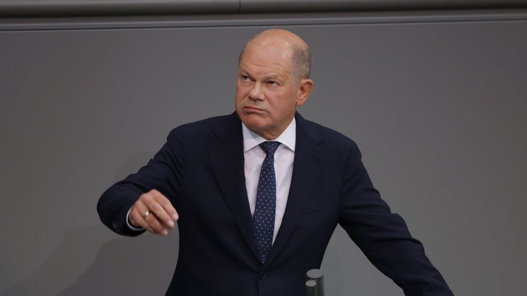 Scholz And Merz Speak During Bundestag Debates Over 2025 Federal Budget
BERLIN, GERMANY - SEPTEMBER 11: German Chancellor Olaf Scholz speaks at the Bundestag during debates over the 2025 federal budget that were heavily laden with the topic of immigration on September 11, 2024 in Berlin, Germany. Talks between the coalition government and the opposition Christian Democrats (CDU/CSU) over stricter immigration measures collapsed yesterday. (Photo by Sean Gallup/Getty Images)
Sean Gallup