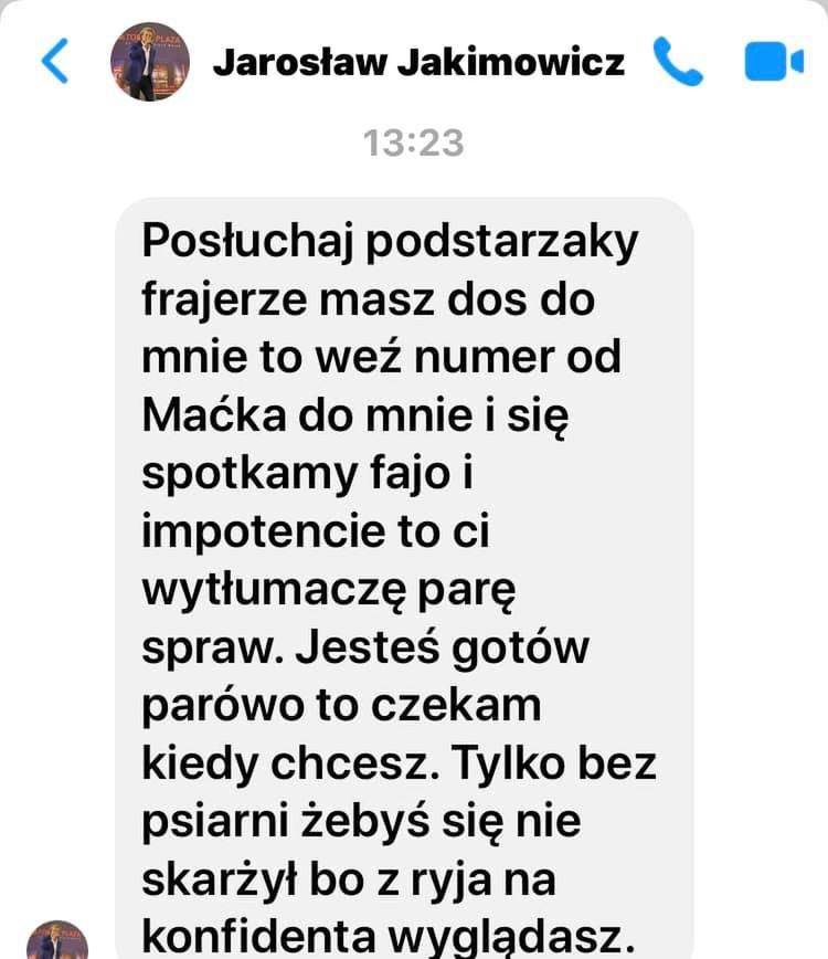 Prywatne wiadomości Jarosława Jakimowicza
