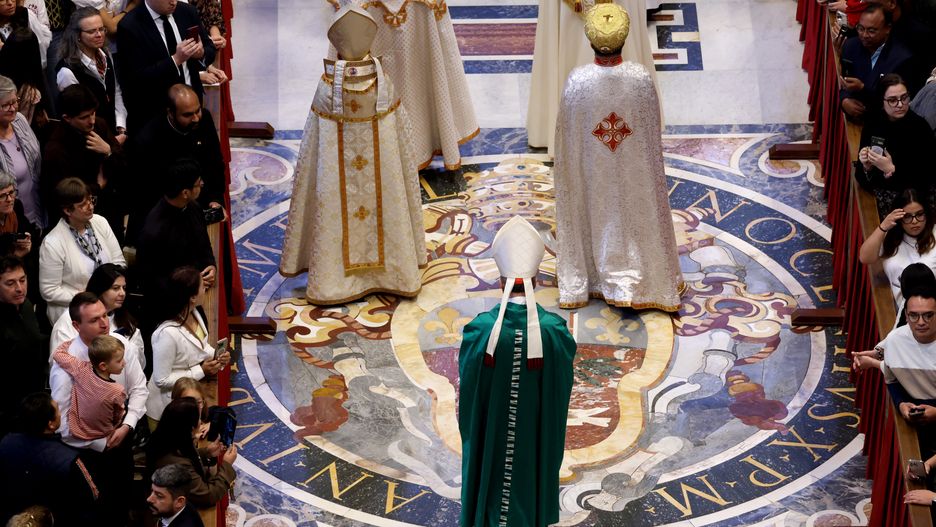 VATICAN CITY, VATICAN - OCTOBER 27: Cardinals, bishops and priest arrive in procession at St. Peter's Basilica for the concluding Mass of the General Assembly of the Synod of Bishop on October 27, 2024 in Vatican City, Vatican. Marking the conclusion of the XVIth Ordinary General Assembly of the Synod of Bishops, Pope Francis presided over the Synod's closing Mass on Sunday, 27 October, in Saint Peter's Basilica. The Pope gave thanks to the Lord for the "journey we have made together" in the Synod on Synodality that began three years ago with local, regional and continental meetings, and culminated in month-long October meetings at the Vatican in 2023 and concluding in 2024. (Photo by Franco Origlia/Getty Images)