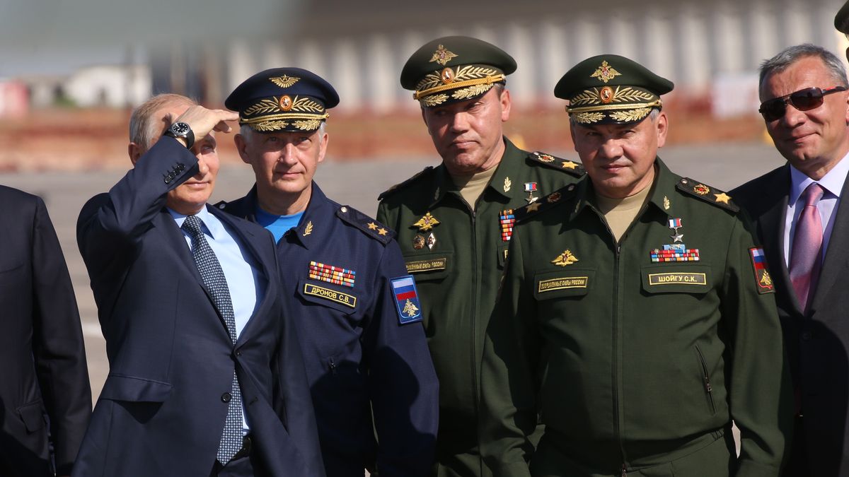 Russian President Vladimir Putin Visits The State Flight Tasting Center In Akhtubinsk
AKHTYBINKS, RUSSIA - MAY 14:  Russian President Vladimir Putin (L) observes military planes while visiting the Chkalov 929 GLTs VVS State Flight Testing Center in Akhtubinsk, 291 km. (181 mi) north os Astrakhan , Russia, May,14, 2019. Vladimir Putin has visited a military planes testing center hours before his talks with U.S. State Secretary Mike Pompeo in Sochi. (Photo by Mikhail Svetlov/Getty Images)
Mikhail Svetlov