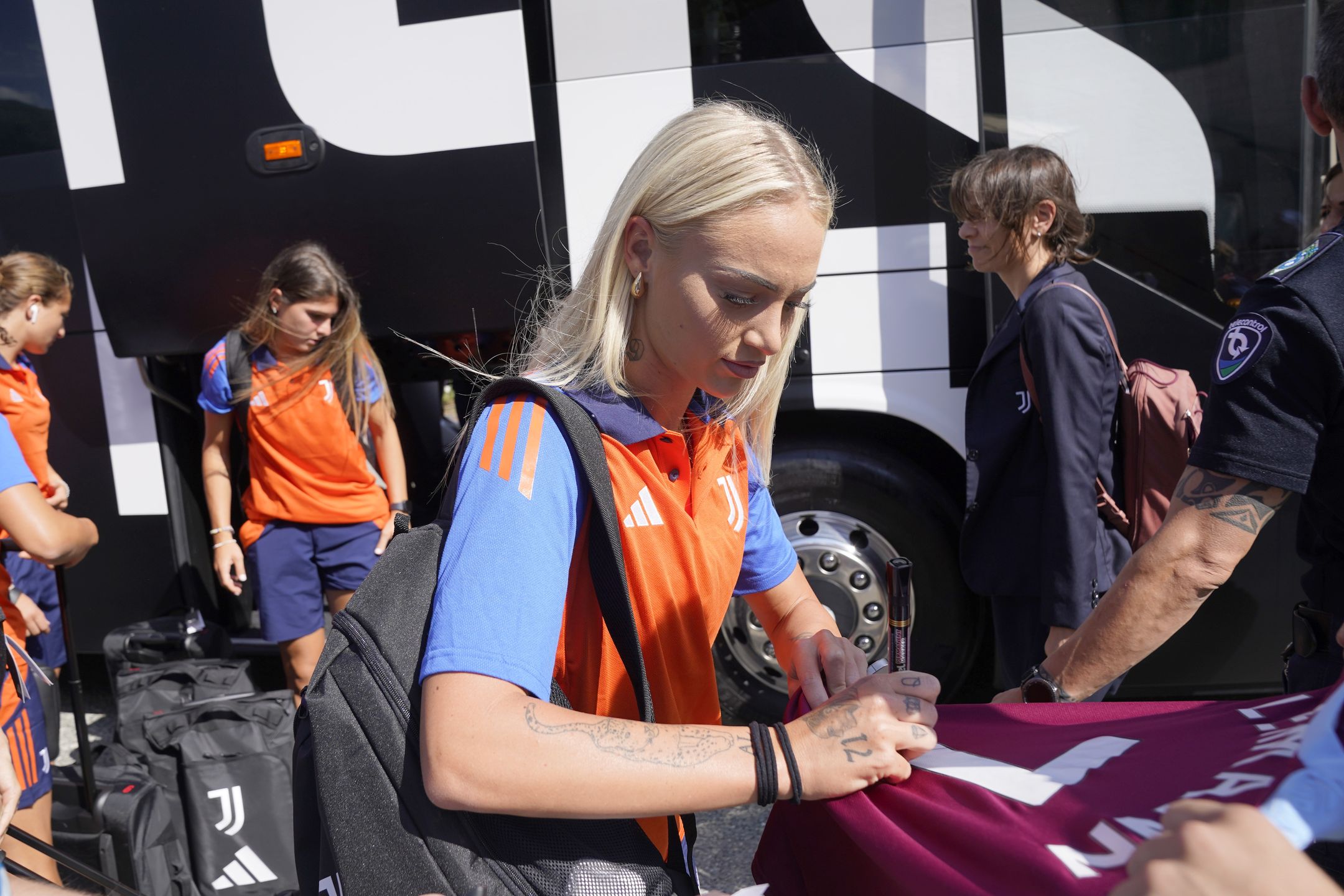 VERRES, ITALY - AUGUST 03: Alisha Debora Lehmann of Juventus Women attends a pitch inspection prior to the match between Servette and Juventus - Women Pre-Season Friendly on August 3, 2024 in Verres, Italy. (Photo by Juventus FC/Juventus FC via Getty Images)