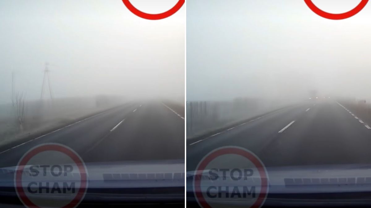 Wyprzedzanie na czołówkę we mgle.