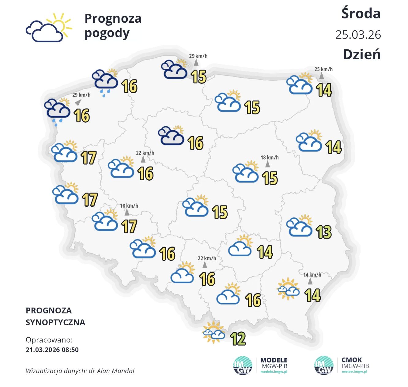 Prognoza pogody na 25 marca