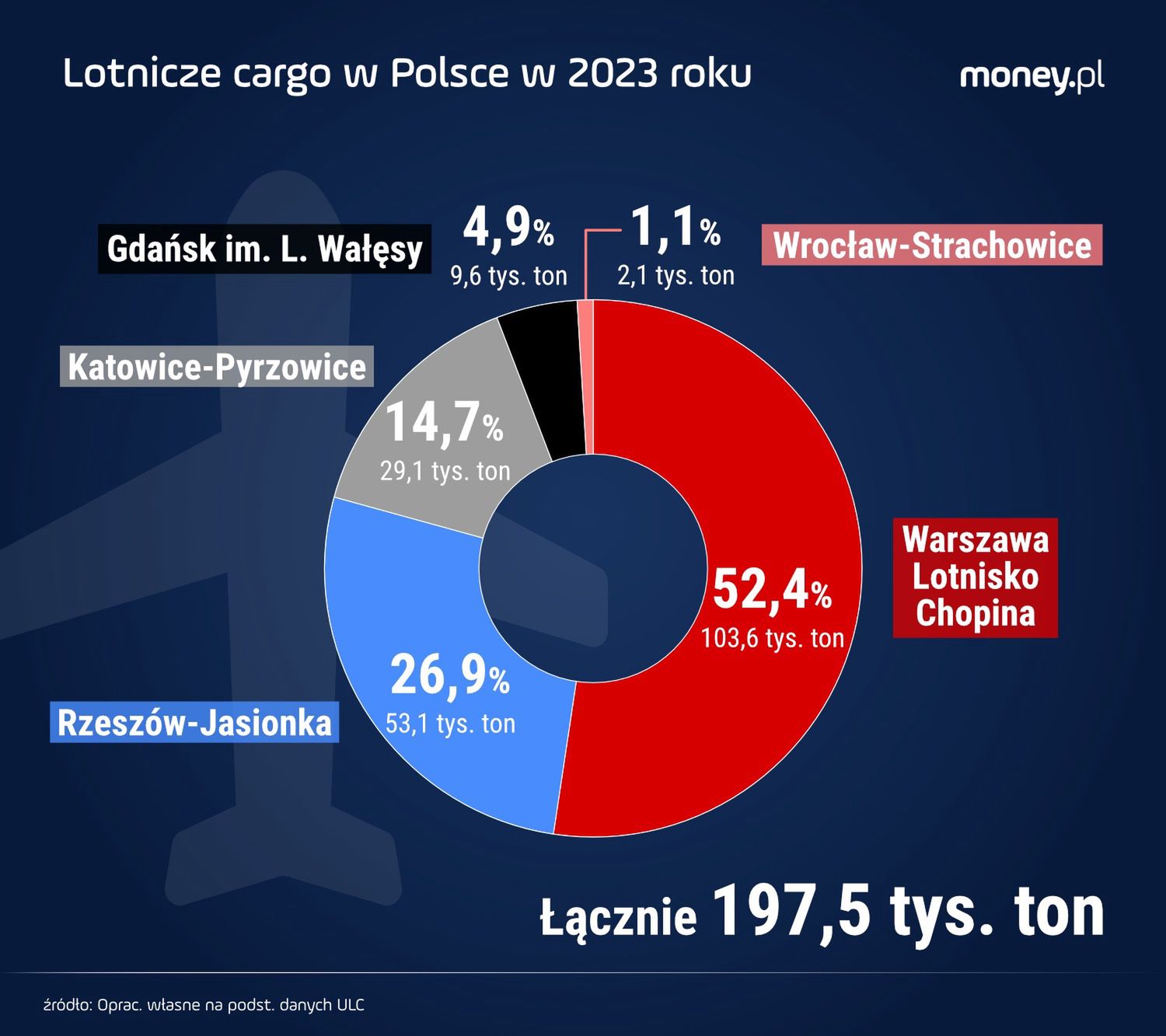 Cargo w portach lotniczych w Polsce w 2023 r. 