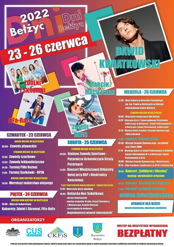 Dni Bełżyc 2022 - program, plakat