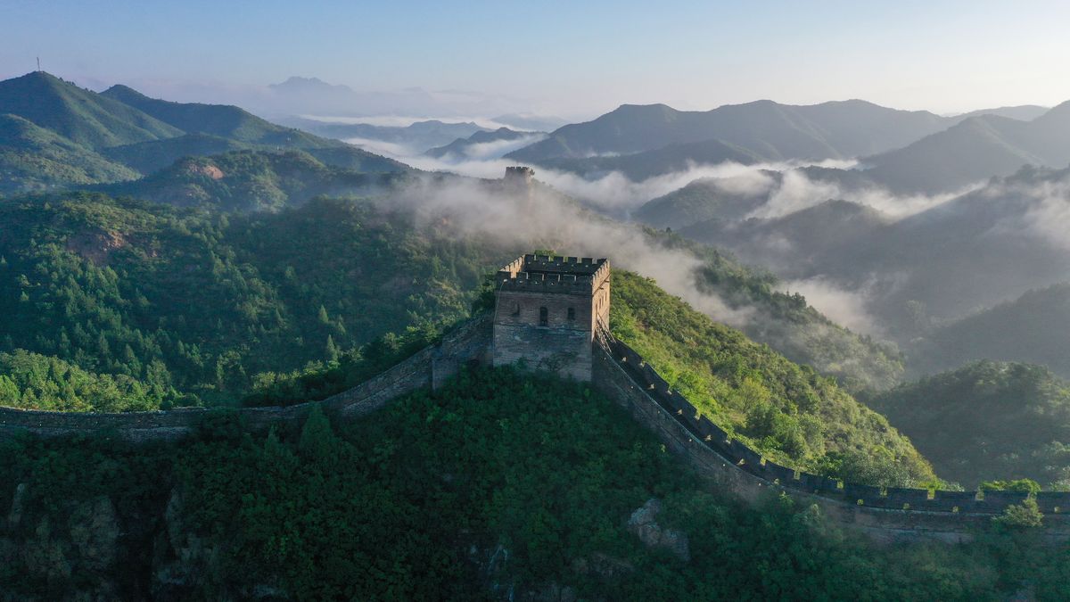 CHENGDE, CHINA - SEPTEMBER 06: The Jinshanling Great Wall is shrouded in a sea of clouds after rainfall on September 6, 2025 in Chengde, Hebei Province of China. (Photo by Zhou Wanping/VCG via Getty Images)