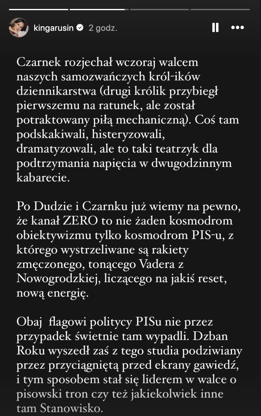 Kinga Rusin skomentowała wizytę Przemysława Czarnka w Kanale Zero