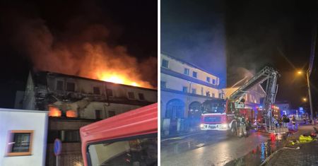 Pożar hotelu. Ludzie ewakuowali się przed przybyciem strażaków
