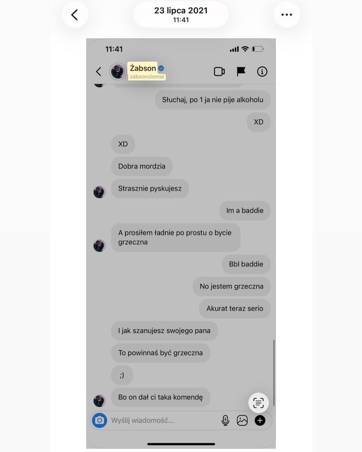 Screeny rozmów Fagaty z Żabsonem