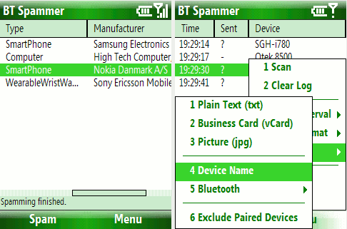 BT-Spammer - rozsyłanie wiadomości za pomocą Bluetooth.
