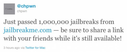 Ponad milion urządzeń odblokowanych dzięki JailbreakMe 3.0 pierwszego dnia!