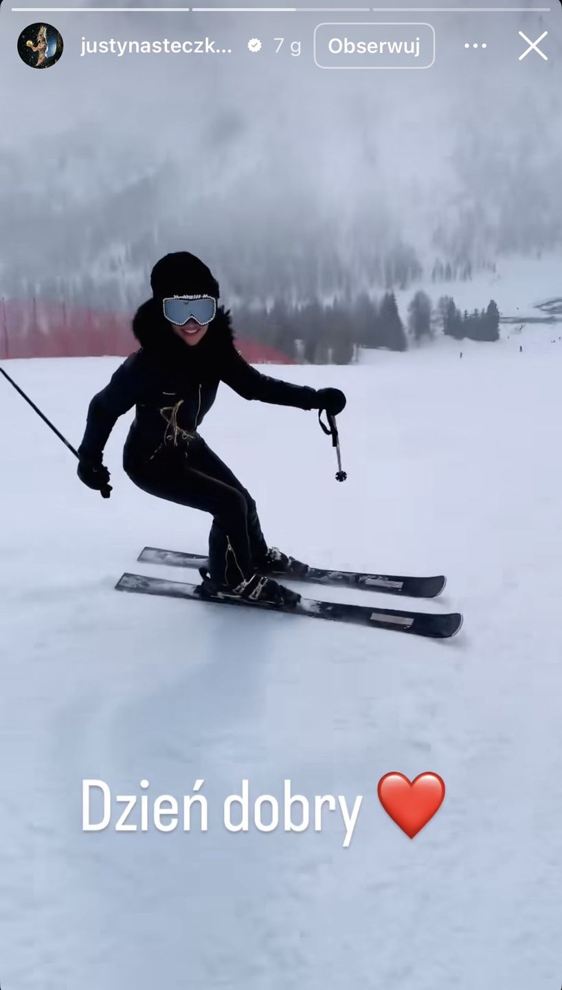 Justyna Steczkowska szusuje na nartach 