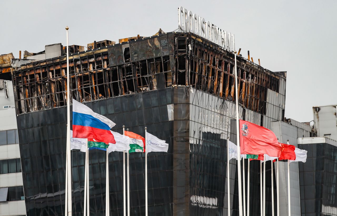 Destroyed Crocus City Hall in Krasnogorsk