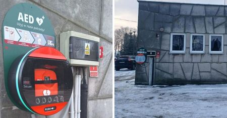 Nowy defibrylator AED w Płocku – ratujące życie urządzenie na cmentarzu przy ul. Bielskiej