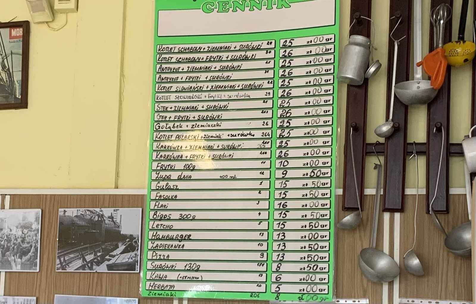 Menu w "80dziesiątce" 