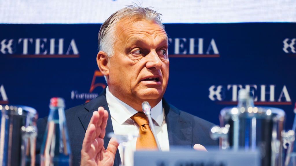 The 50th Edition Of The European House Ambrossetti Forum TEHA In Cernobbio
Hungary Prime Minister Viktor Orban attends the 50th edition of The European House Ambrosetti forum TEHA at Villa D'Este in Cernobbio, Italy, on September 6, 2024 (Photo by Alessandro Bremec/NurPhoto via Getty Images).
NurPhoto
strike, procession, minister, work, politic, ucraina, protester, ministro, protest demonstration, conference, justice, milano, political right, como, pro, journalistic news, forum ambrosetti, news, onu, lombardia, newspapers, hold, demonstrator, demonstrators