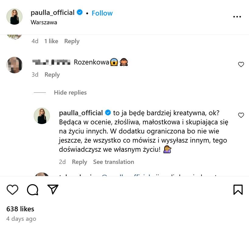 Paulla odpowiedziała na komentarze