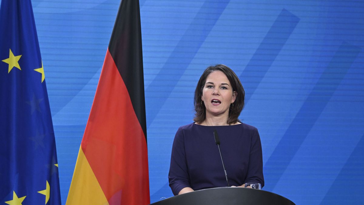 BERLIN, GERMANY - JANUARY 09: Greek Cypriot Minister of Foreign Affairs Ioannis Kasoulides and German Foreign Minister Annalena Baerbock hold a joint news conference after their meeting in Berlin, Germany on January 09, 2023. (Photo by Abdulhamid Hosbas/Anadolu Agency via Getty Images)