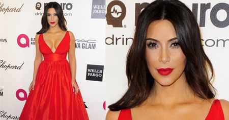 Czerwona Kardashian na imprezie Eltona Johna! (ZDJĘCIA)